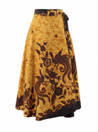 Skirt with black floral pattern on a yellow background