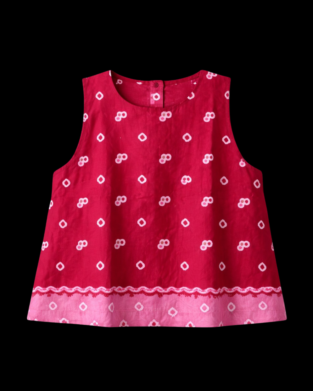 batik jumputan sleeveless tops in maroon