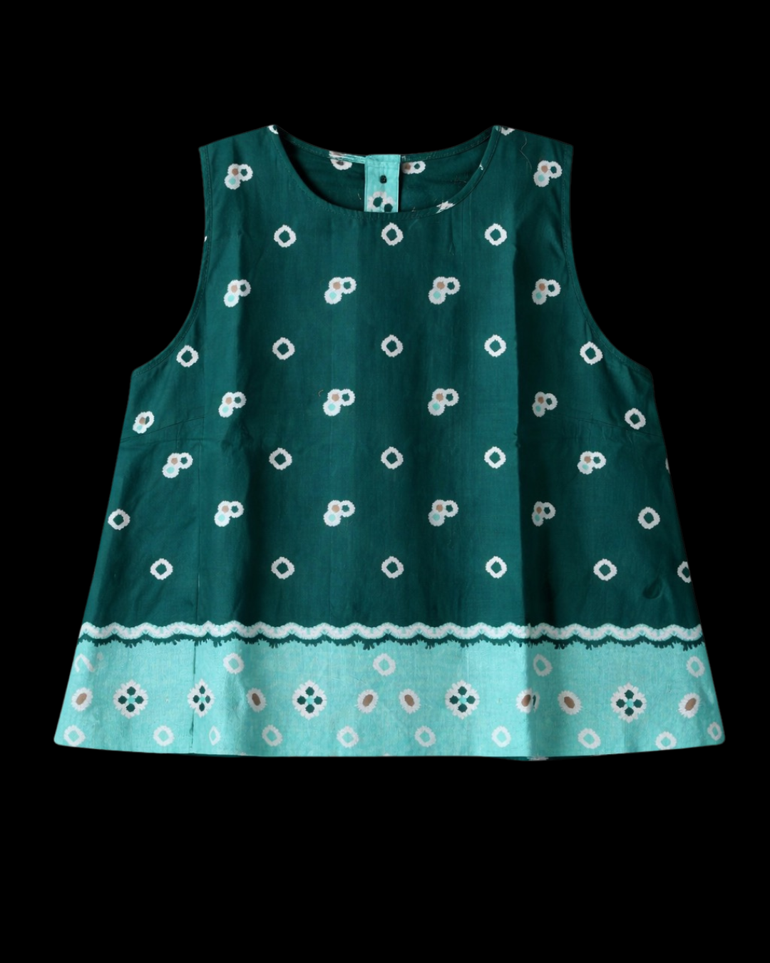 sleeveless tops from batik jumputan in tosca