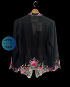 Black kebaya kerancang with floral embroidery 