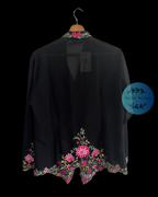 Black kebaya kerancang with floral embroidery 