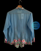 Light blue kebaya kerancang with floral embroidery 