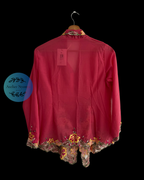Guava kebaya kerancang blouse with floral embroidery 
