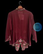 Maroon kebaya kernacang with floral embroidery 
