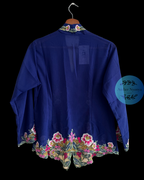 Blue embroidered kebaya kerancang