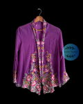 Purple kebaya kerancang with floral embroidery 