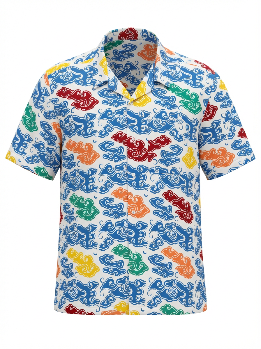 Batik men's shirt with megamendung motif