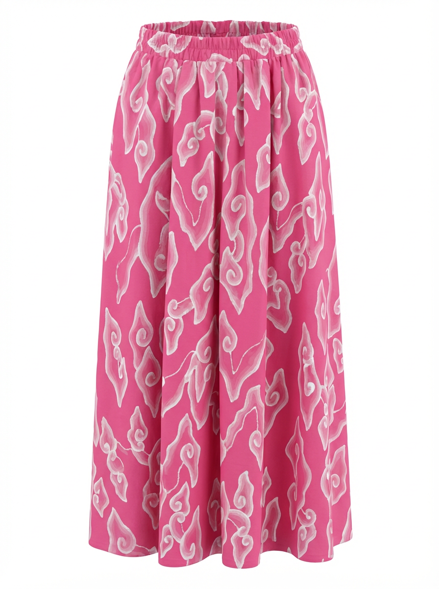 a-line skirt in batik megamendung pink