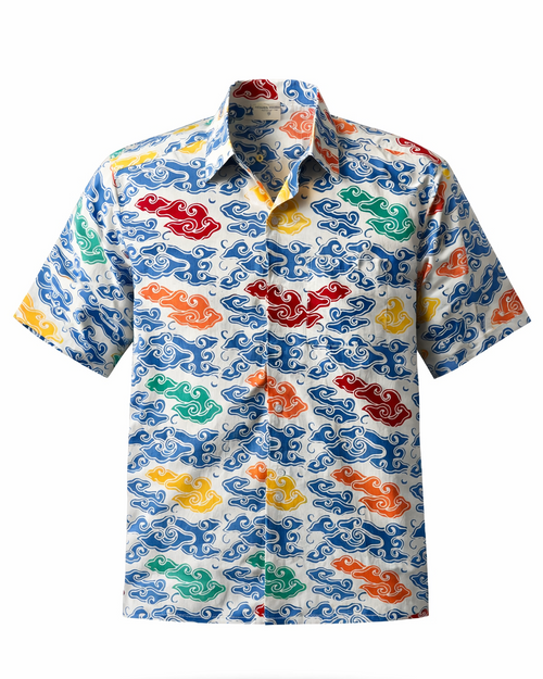 men shirt made from batik cap megamendung