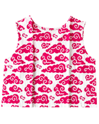 White tank top with pink cloud pattern on a white background