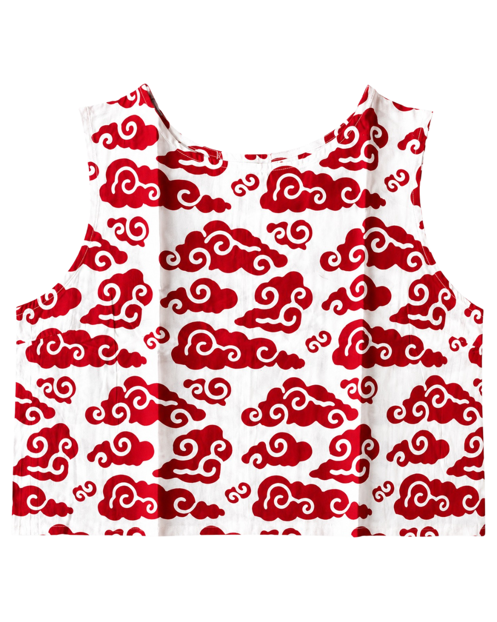Dress with red cloud pattern on a white background