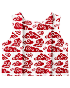 Dress with red cloud pattern on a white background