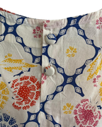 Close-up of a fabric with a colorful geometric pattern